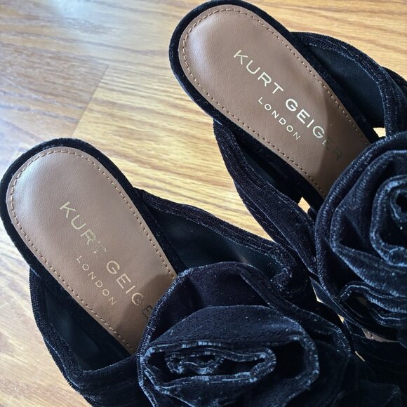 KURT GEIGER LONDON BLOOM MULE BLACK VELVET HEELS - Picture 3 of 10